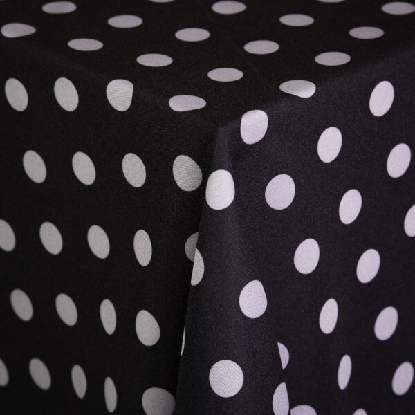 Classic Polka Dotted White Dots/Black Back 108" Round