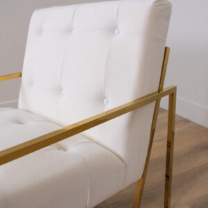 Marilyn Modern Glam Velvet Armchair in Gold and Cream - Image 3