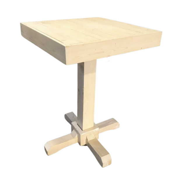 Farmhouse Wood Whitewash Square Pedestal Table | 30"