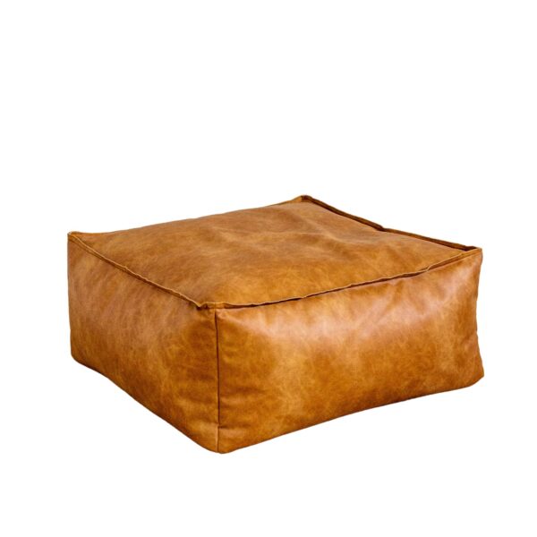 Camel Leather Ottoman Pouf