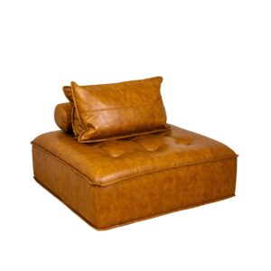 Armless Camel Leather Lounge Sofa