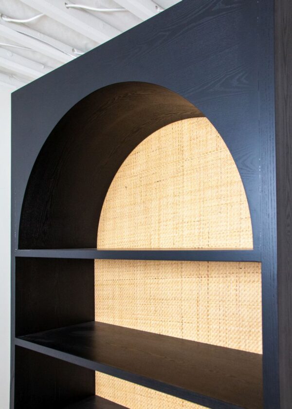 Bar Back Shelf | Black and Natural Cane Solid Shelf - Image 3