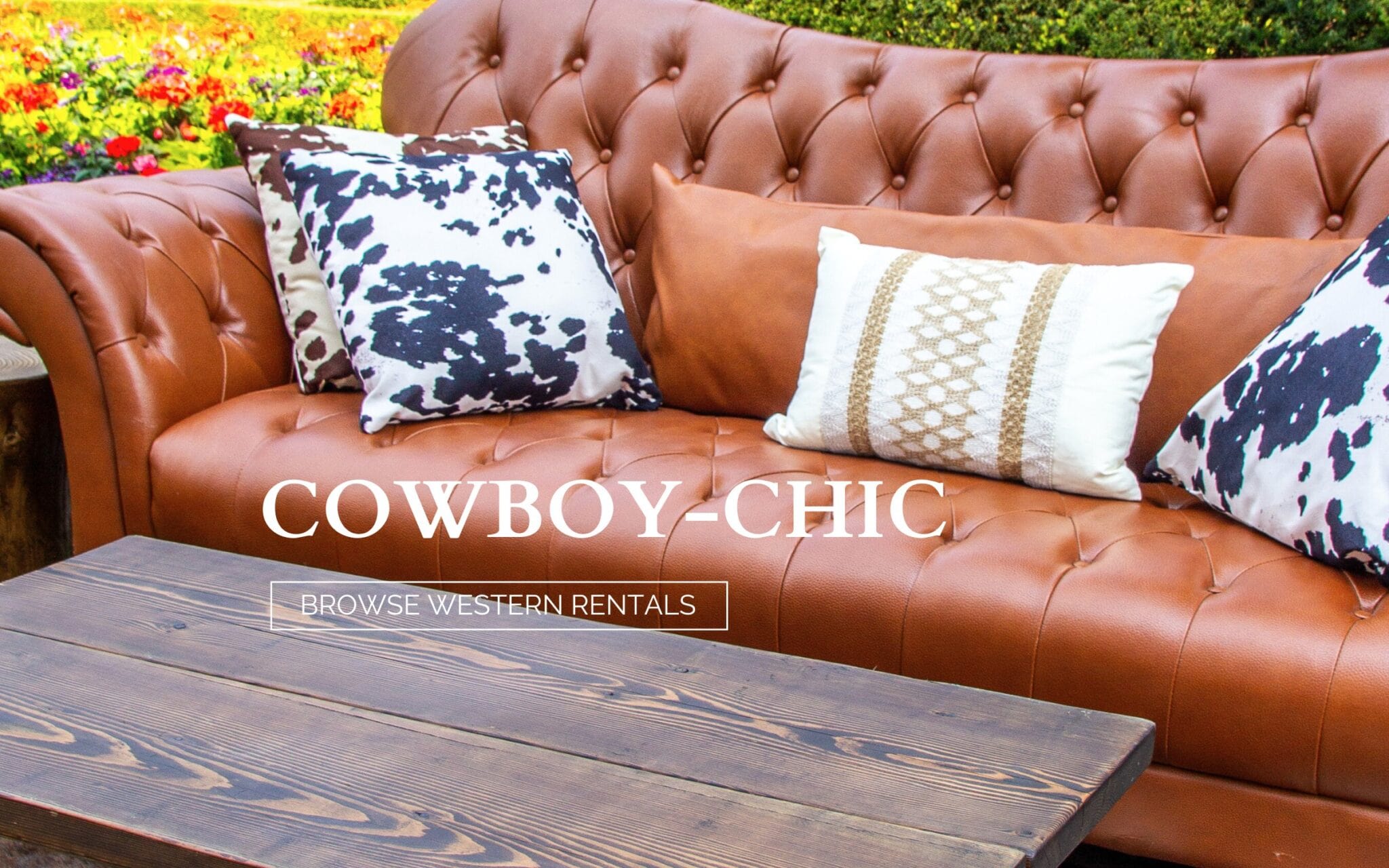 Cowboy-Chic Brown Soda and coffee table