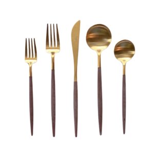 Aspen Brown and Gold Flatware Set