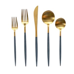 Iris Blue and Gold Flatware
