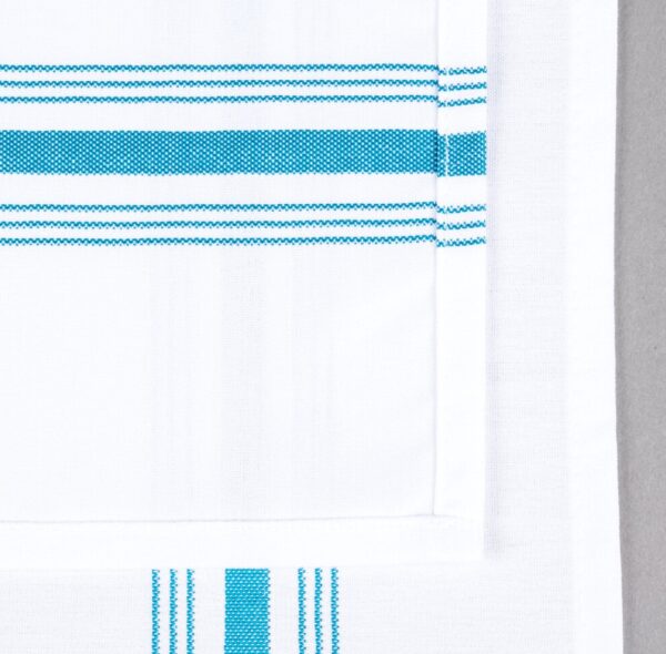 belize blue bistro stripe napkin closeup