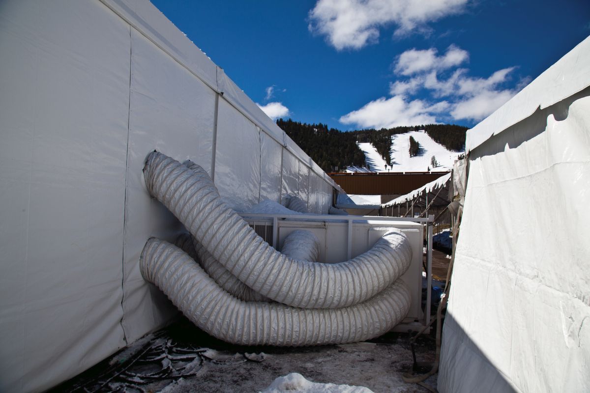 Exterior view of the heating equipment for the enclosed tent