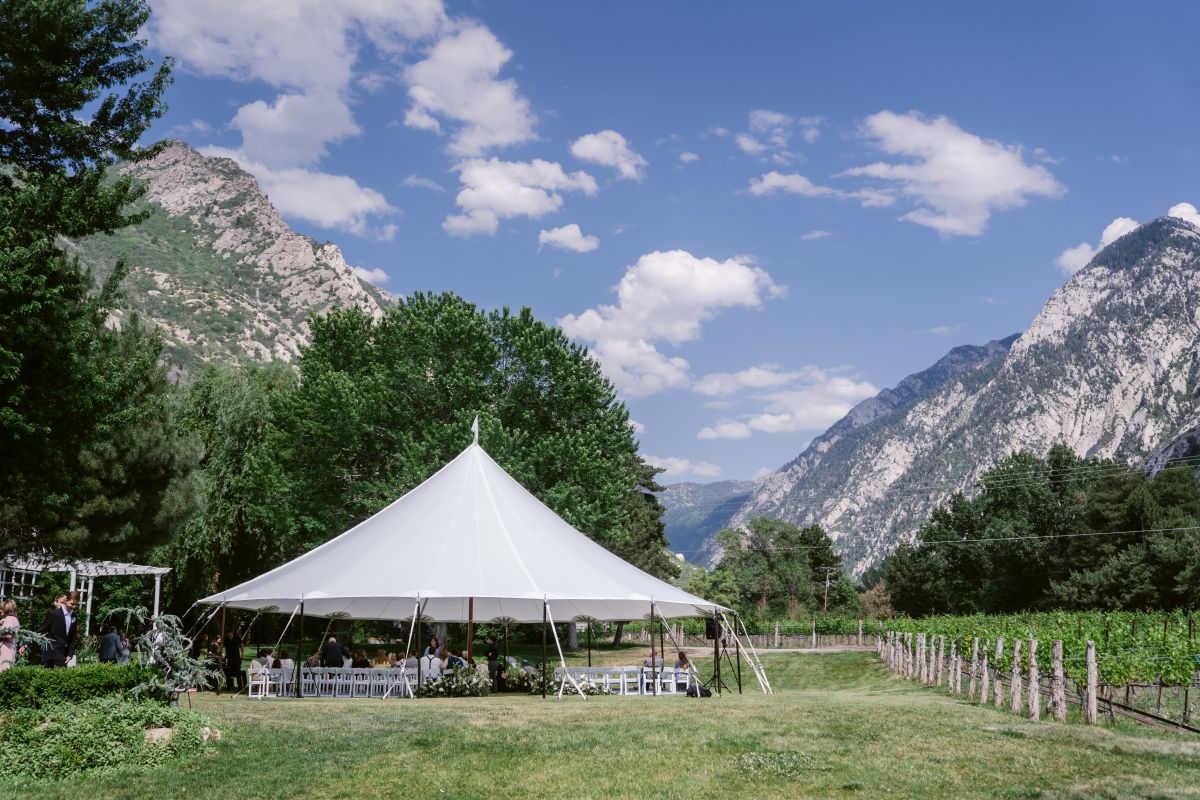 Outdoor round tent canopy in field