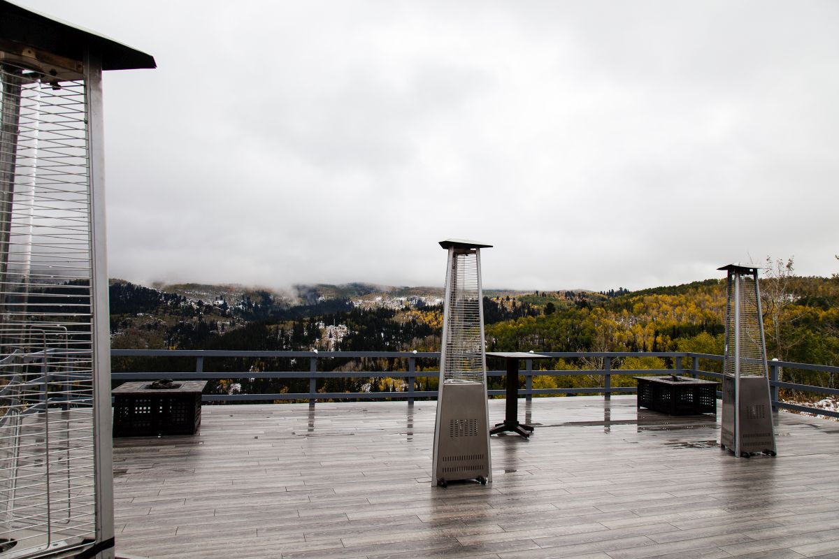 View of outdoor pavilion with heating equipment