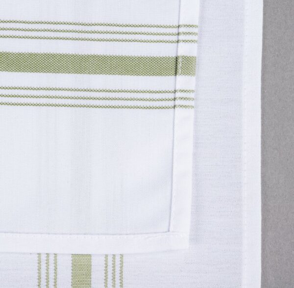 sage bistro stripe napkin closeup