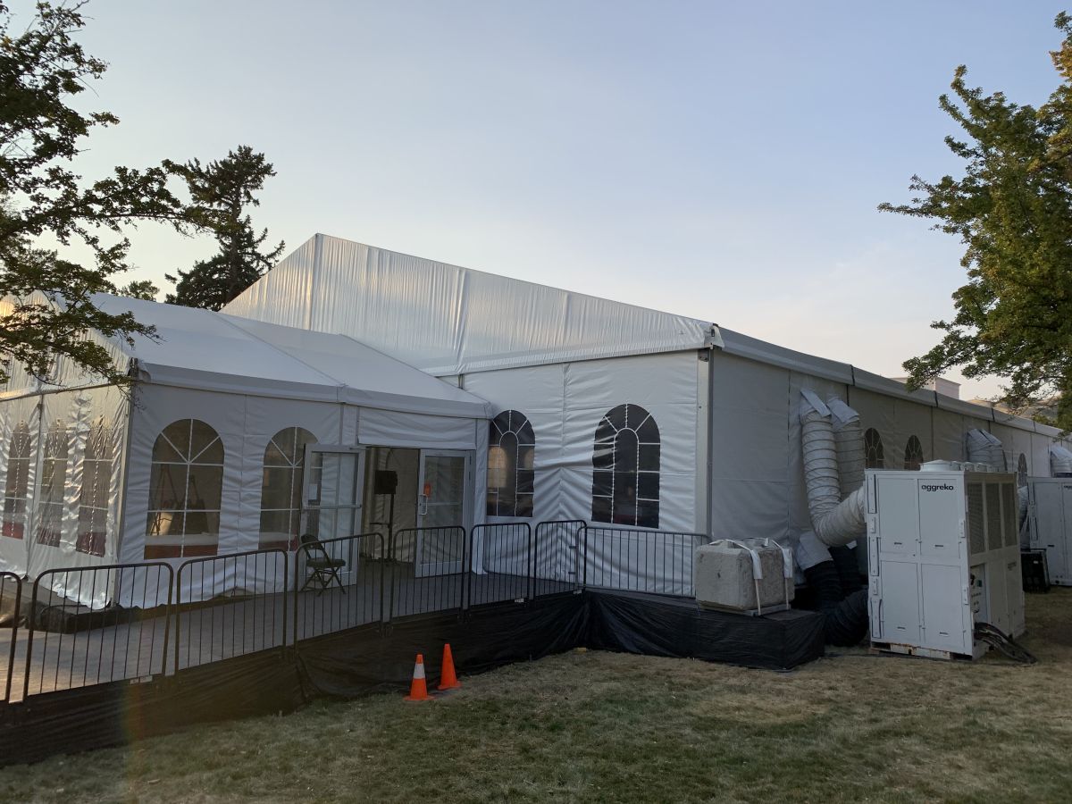 Outside view of the heating and cooling system for the enclosed tent