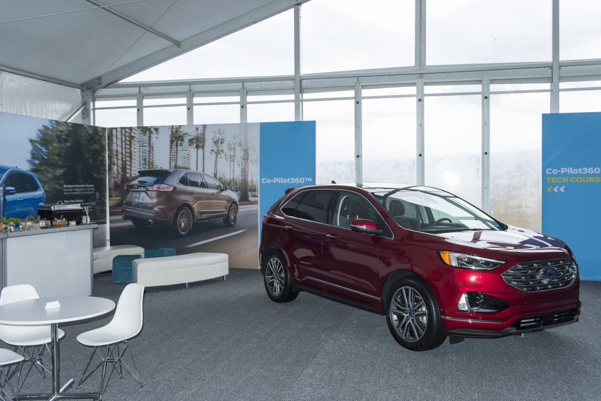 View of an exhibit showing the Co-Pilot360 system in a Ford car