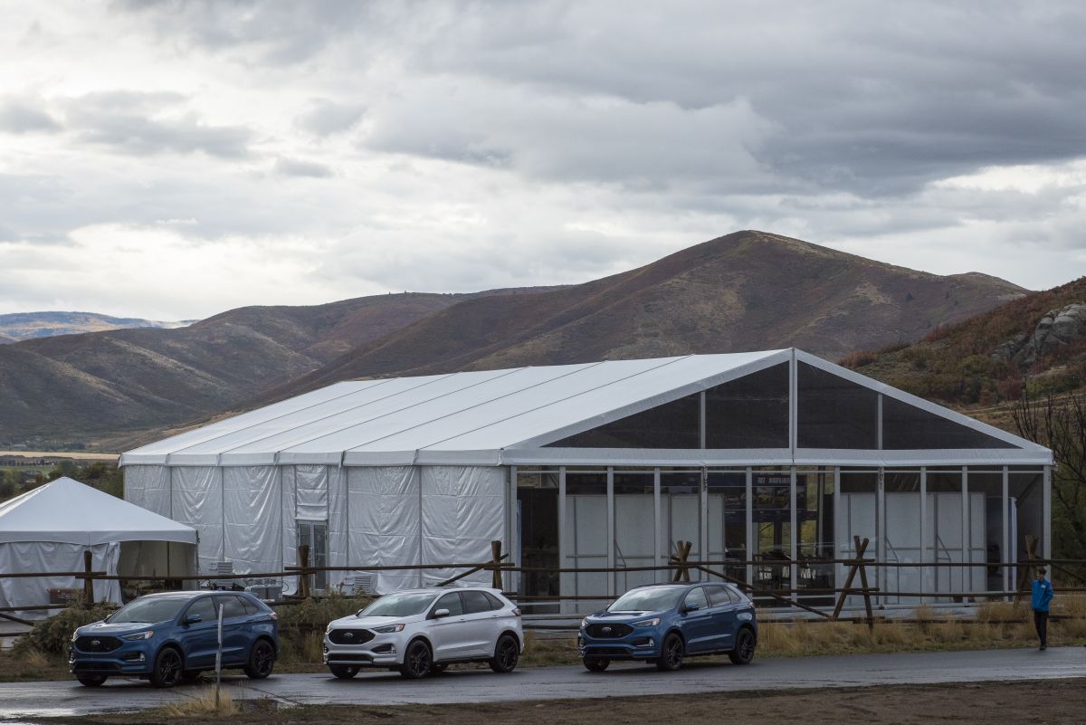 Exterior view of enclosed tent in the mountains