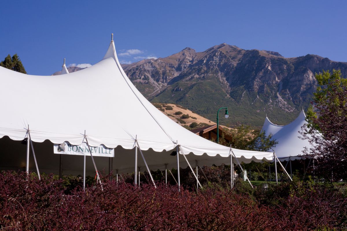 View of rental tents at Timpanogos Storytelling Festival