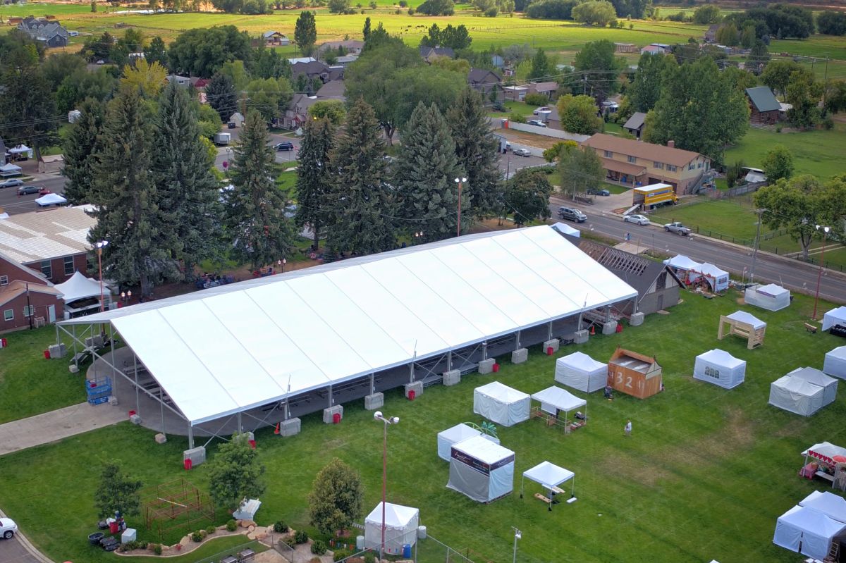 Ariel view of tent rental for Swiss Days