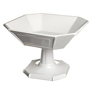 Large Pedestal Bowl White Square "J" | 10" x 7.5"