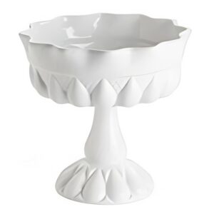 Medium Pedestal Bowl White Round "F" | 7.5" x 7.5"