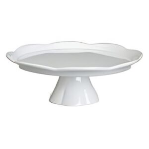 Large Pedestal Plate White Round "O" | 10.5" x 4.5"