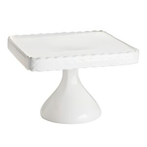 Large Pedestal Plate White Square "G" | 9.5" x 7"