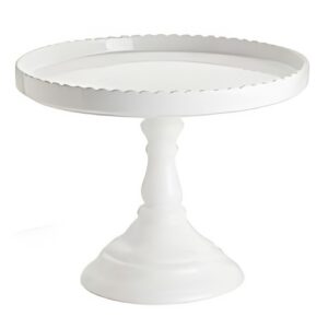 Medium Pedestal Plate White Round "H" | 9.5" x 8.5"