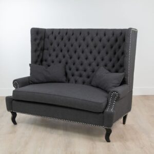 Charcoal High Back Love Seat