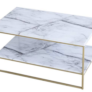 Two Shelf Marble and Gold Coffee Table