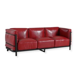 Red Faux Leather Sofa